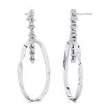 Elongated Circular Diamond Drop Earrings - GeumJewels
