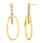 Elongated Circular Diamond Drop Earrings - GeumJewels