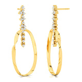 Elongated Circular Diamond Drop Earrings - GeumJewels