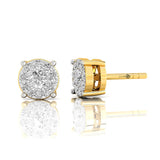 Halo Diamond Solitaire Dainty Stud Earrings - GeumJewels