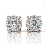 Halo Diamond Solitaire Dainty Stud Earrings - GeumJewels