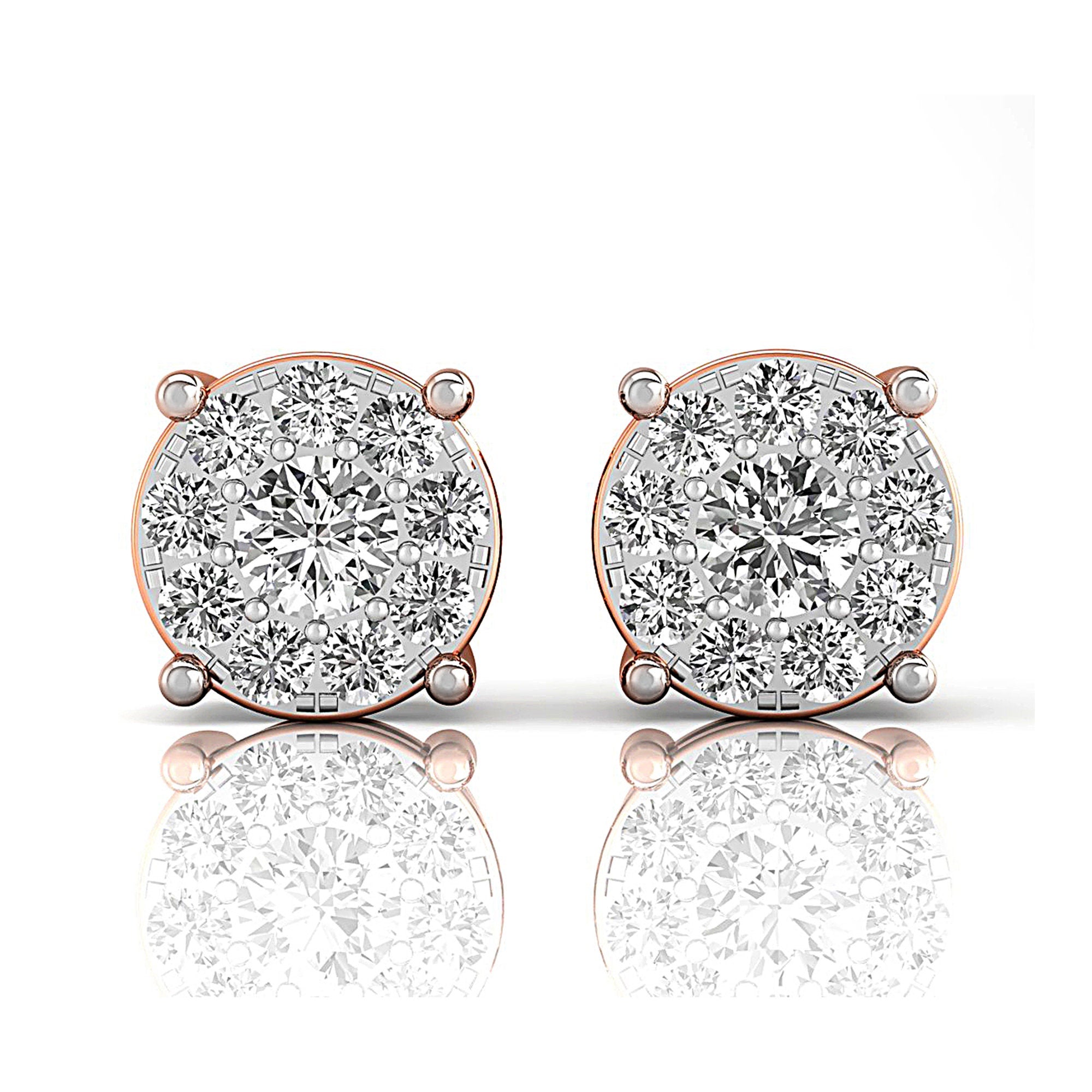 Halo Diamond Solitaire Dainty Stud Earrings - GeumJewels
