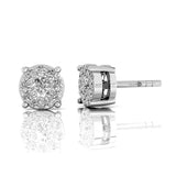 Halo Diamond Solitaire Dainty Stud Earrings - GeumJewels