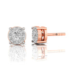 Halo Diamond Solitaire Dainty Stud Earrings - GeumJewels