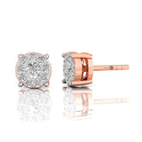 Halo Diamond Solitaire Dainty Stud Earrings - GeumJewels