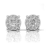 Halo Diamond Solitaire Dainty Stud Earrings - GeumJewels
