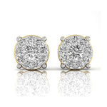 Halo Diamond Solitaire Dainty Stud Earrings - GeumJewels