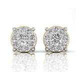 Halo Diamond Solitaire Dainty Stud Earrings - GeumJewels