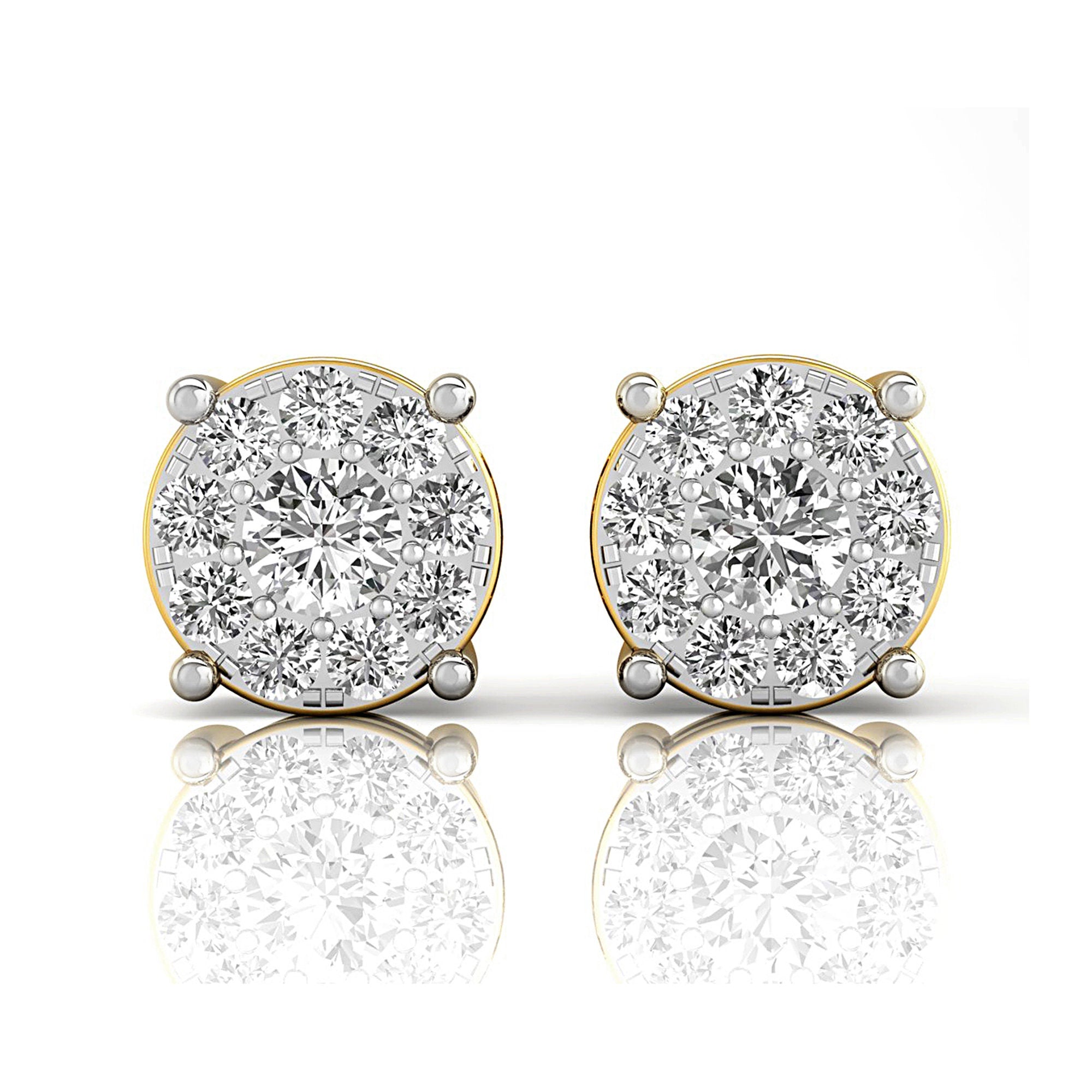 Halo Diamond Solitaire Dainty Stud Earrings - GeumJewels