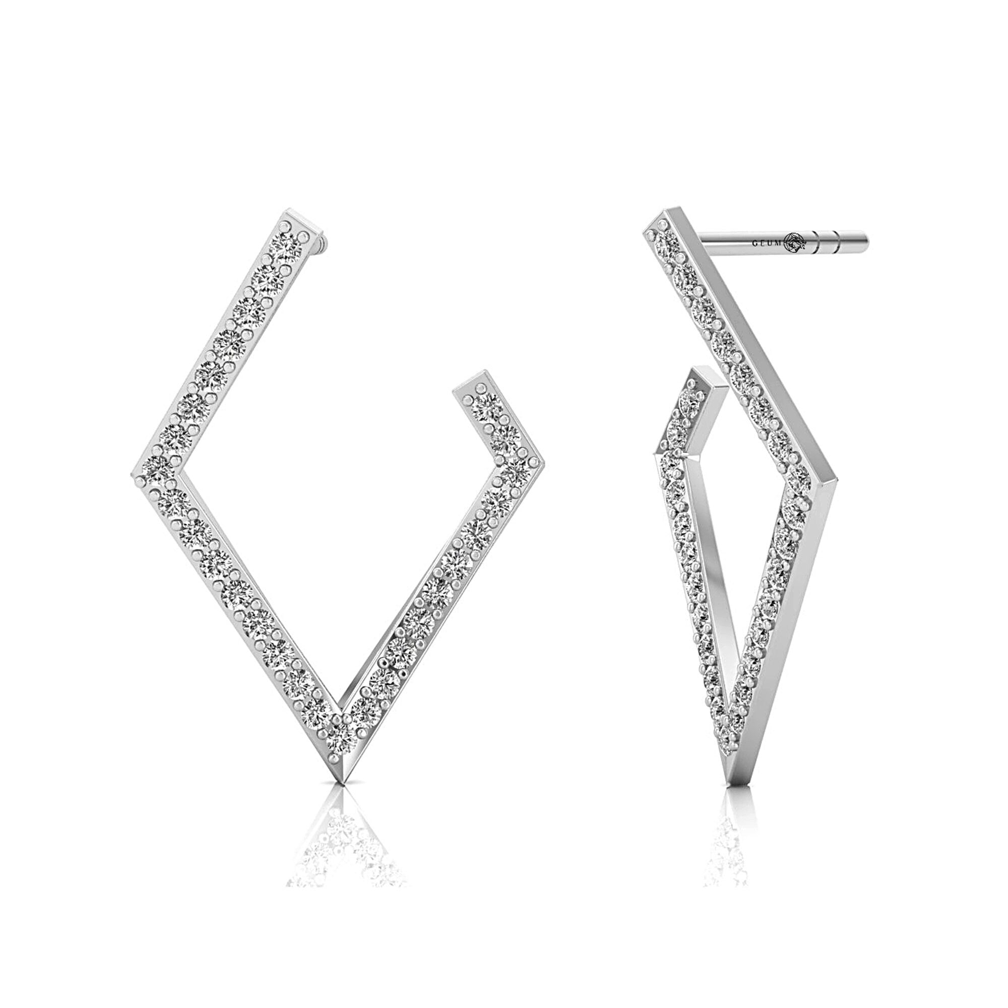 Kite Shaped Diamond Dainty Earrings - GeumJewels