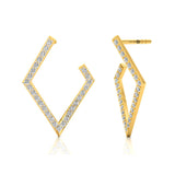 Kite Shaped Diamond Dainty Earrings - GeumJewels