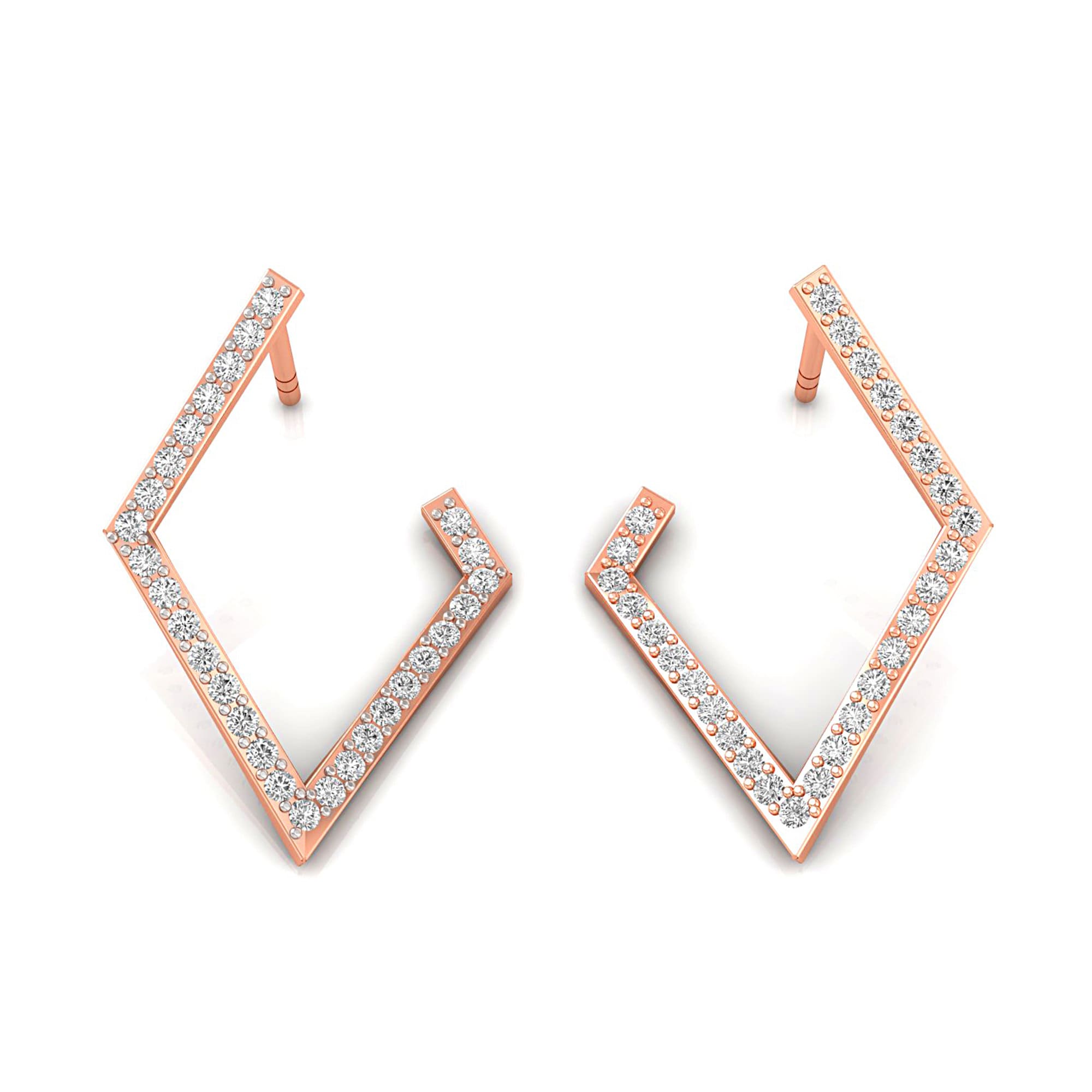 Kite Shaped Diamond Dainty Earrings - GeumJewels