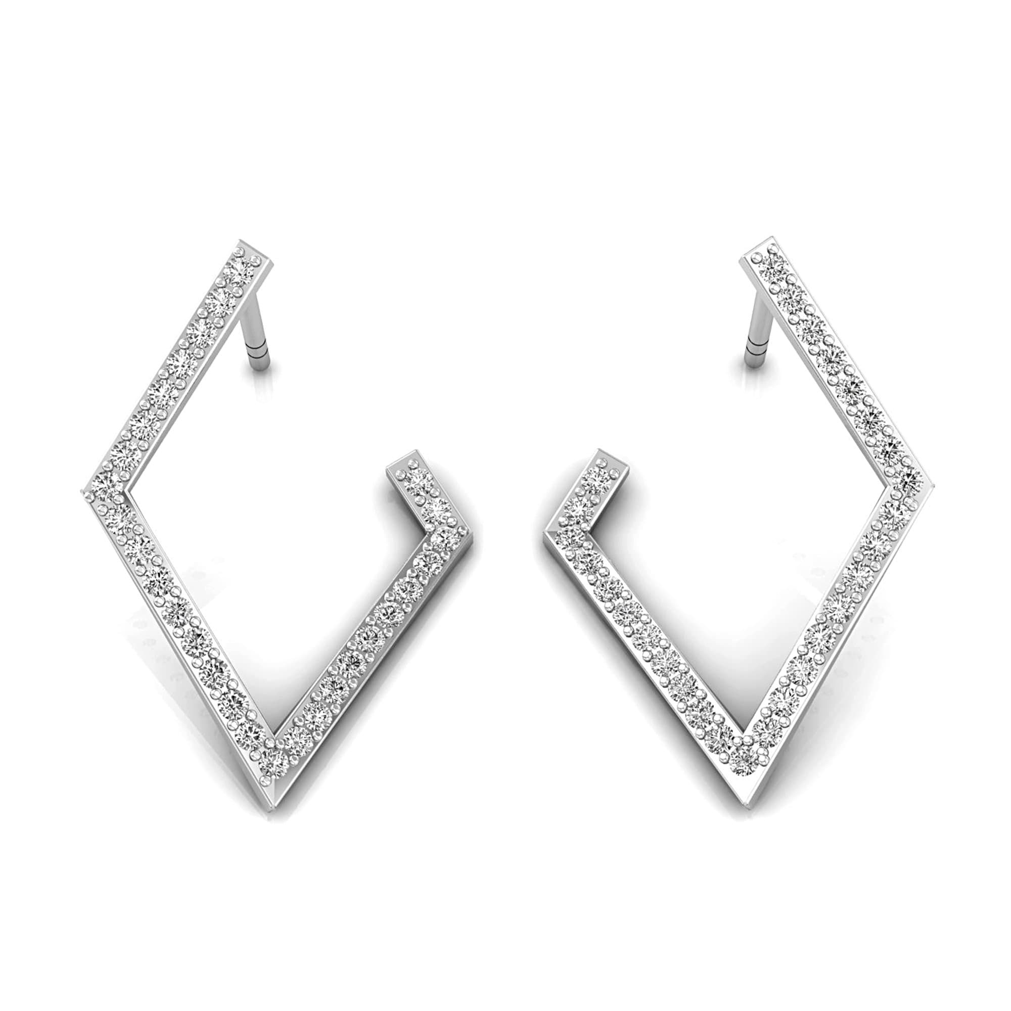 Kite Shaped Diamond Dainty Earrings - GeumJewels