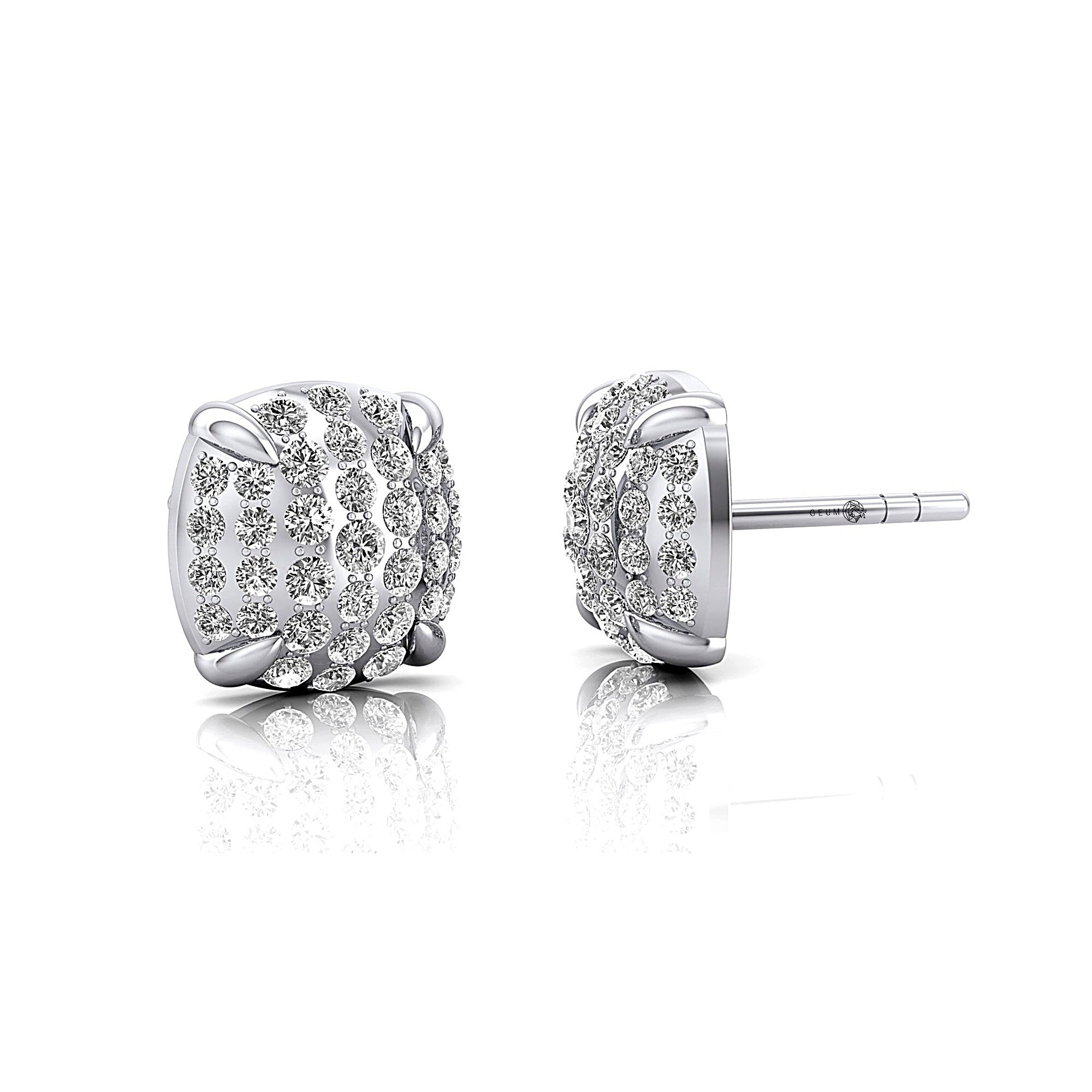 Pave Set Diamond Dainty Stud Earrings - GeumJewels