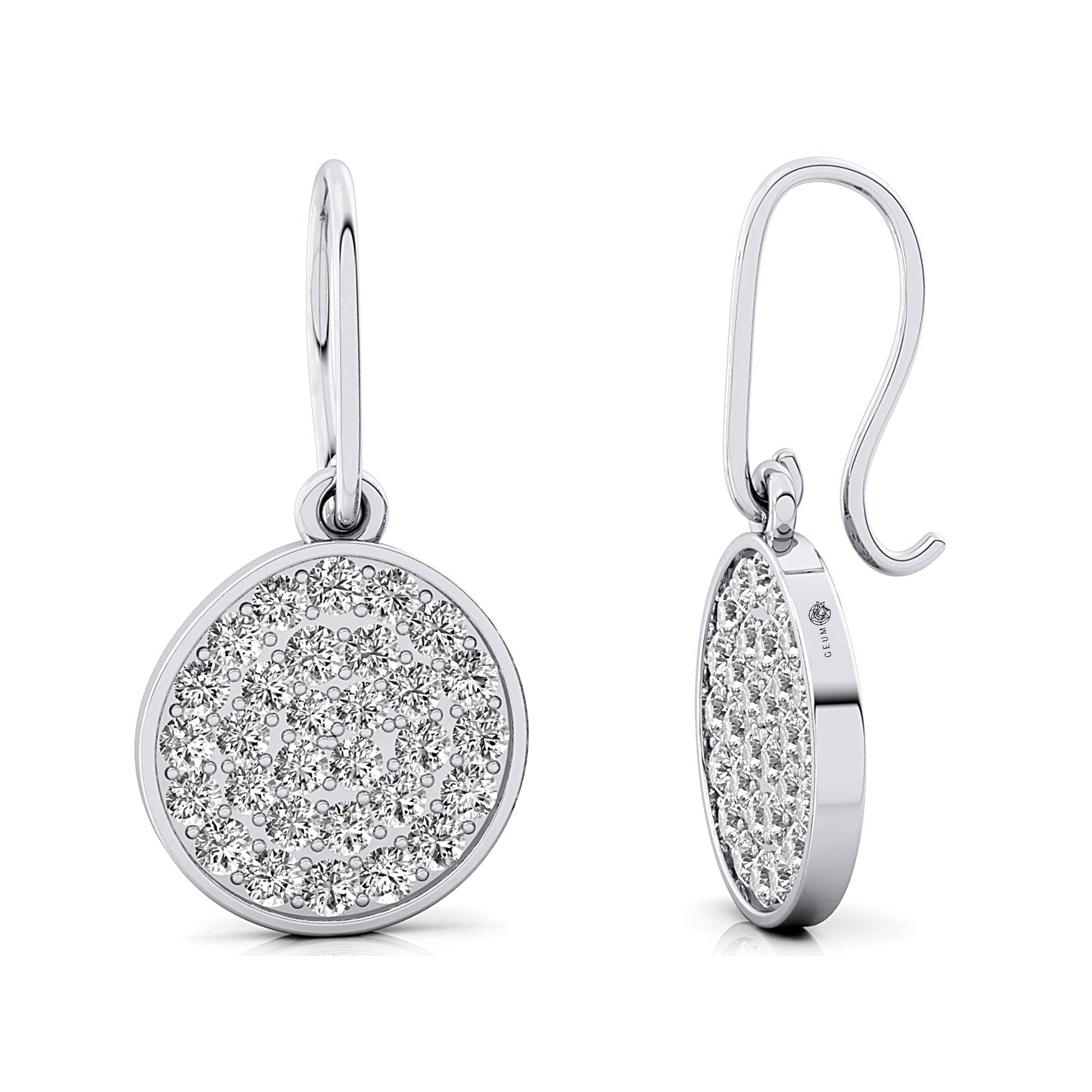 Round Diamond Dainty Earrings with Ear wire - GeumJewels