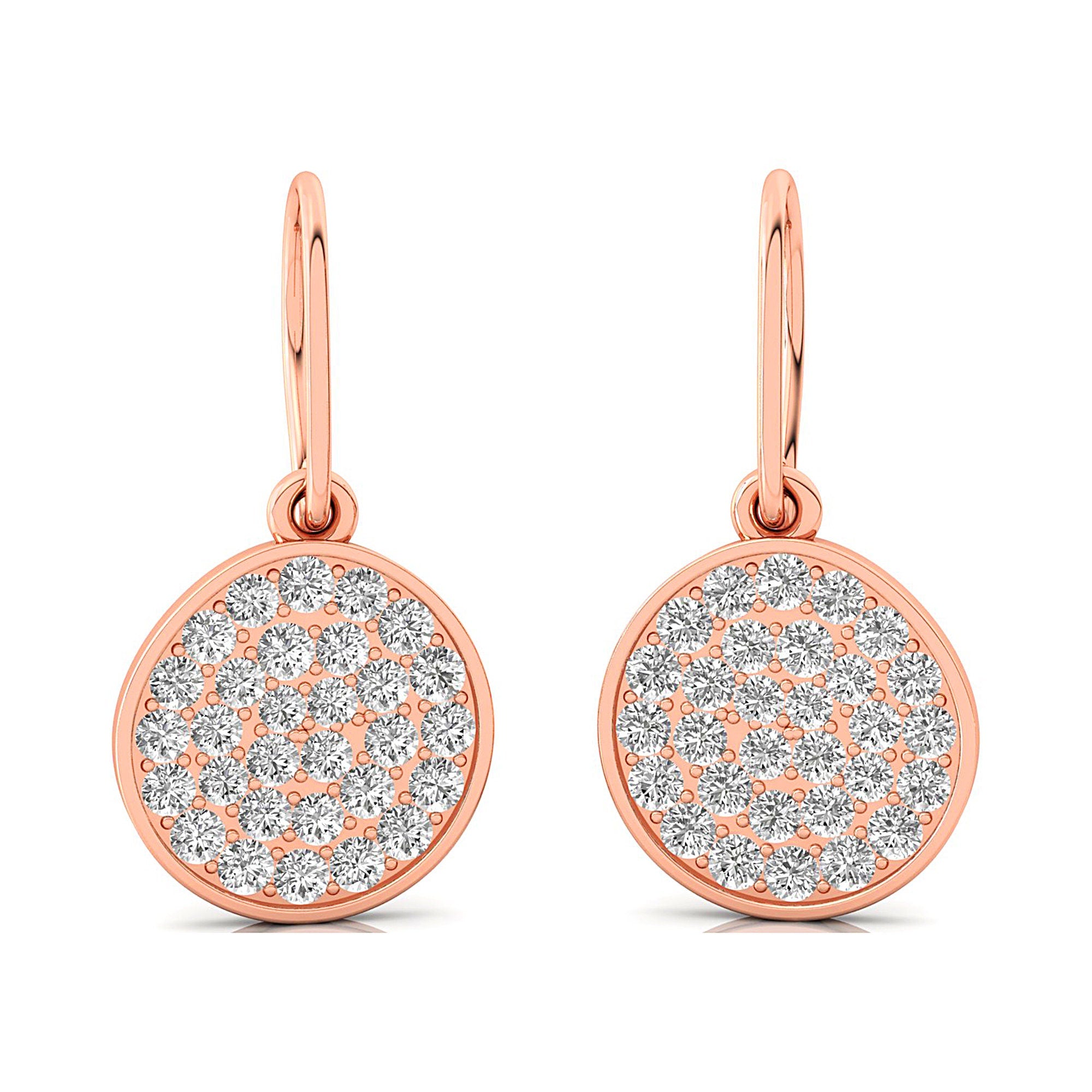 Round Diamond Dainty Earrings with Ear wire - GeumJewels