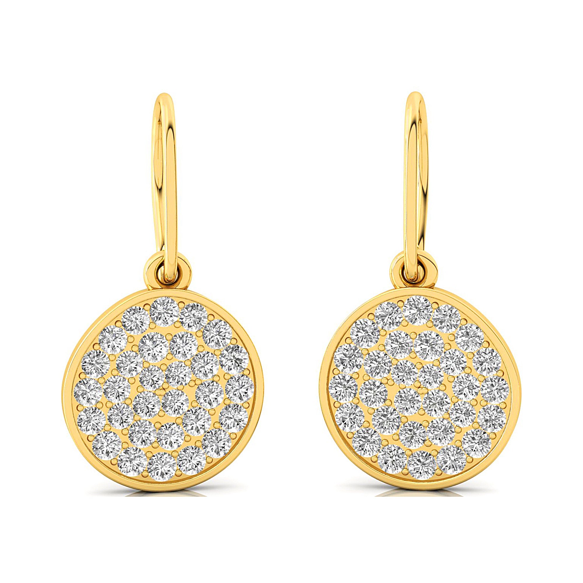 Round Diamond Dainty Earrings with Ear wire - GeumJewels
