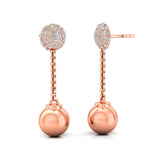 Yard Chain Diamond Ball Dangle Earrings - GeumJewels