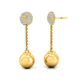Yard Chain Diamond Ball Dangle Earrings - GeumJewels