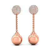 Yard Chain Diamond Ball Dangle Earrings - GeumJewels