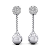 Yard Chain Diamond Ball Dangle Earrings - GeumJewels
