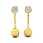 Yard Chain Diamond Ball Dangle Earrings - GeumJewels