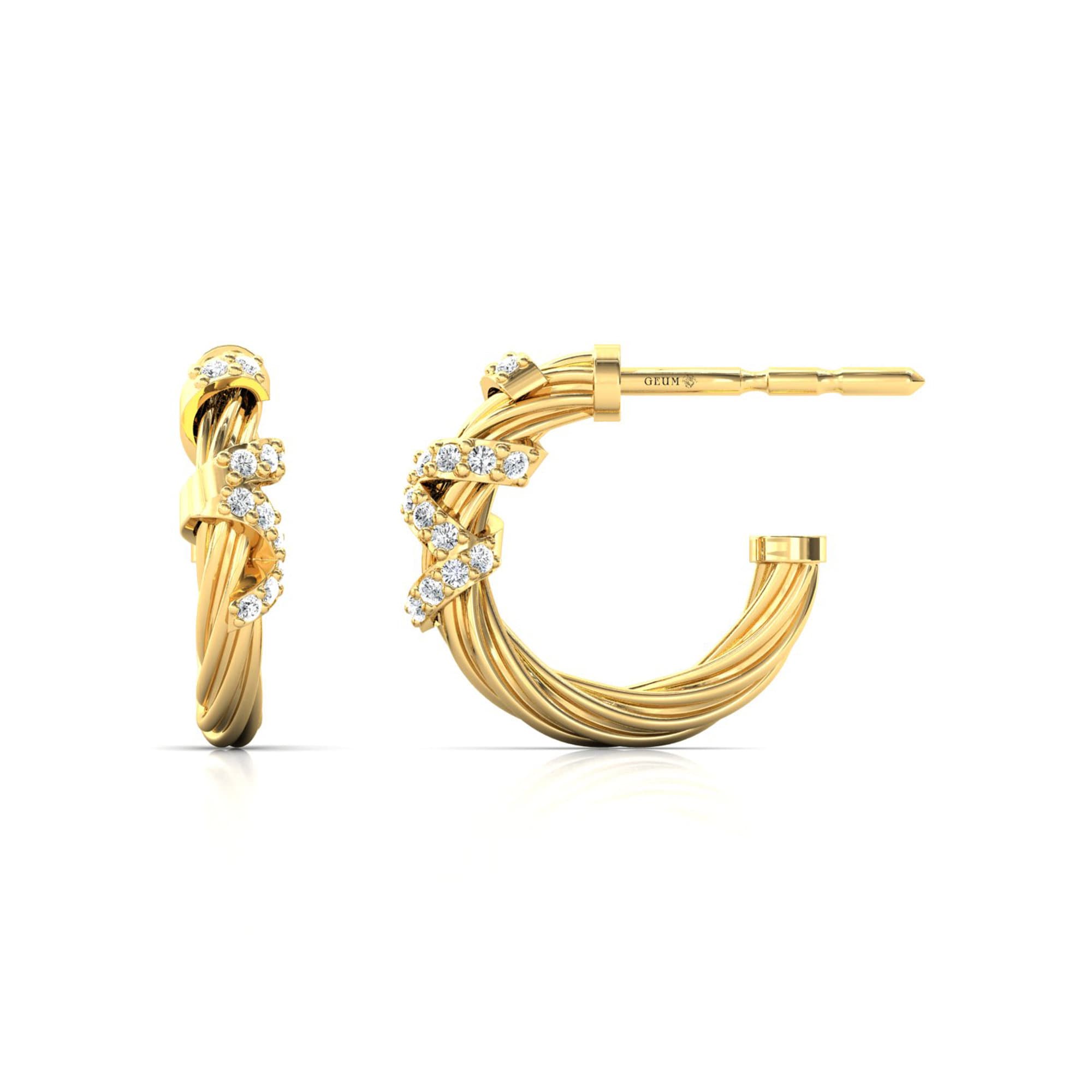 Vintage Inspired Twisted Wire Diamond Hoop Earrings - GeumJewels