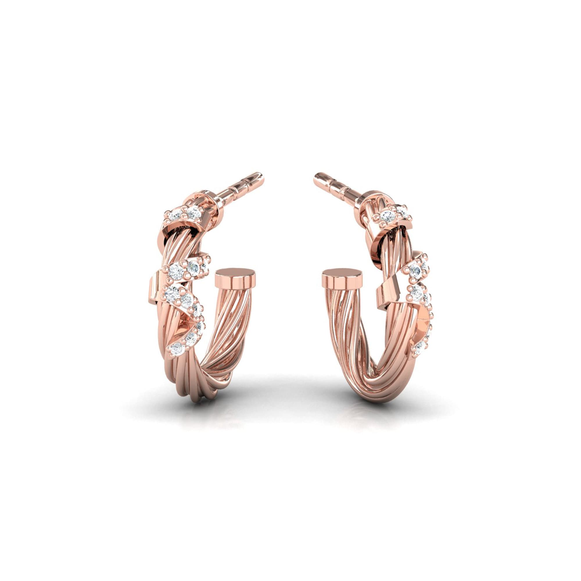 Vintage Inspired Twisted Wire Diamond Hoop Earrings - GeumJewels