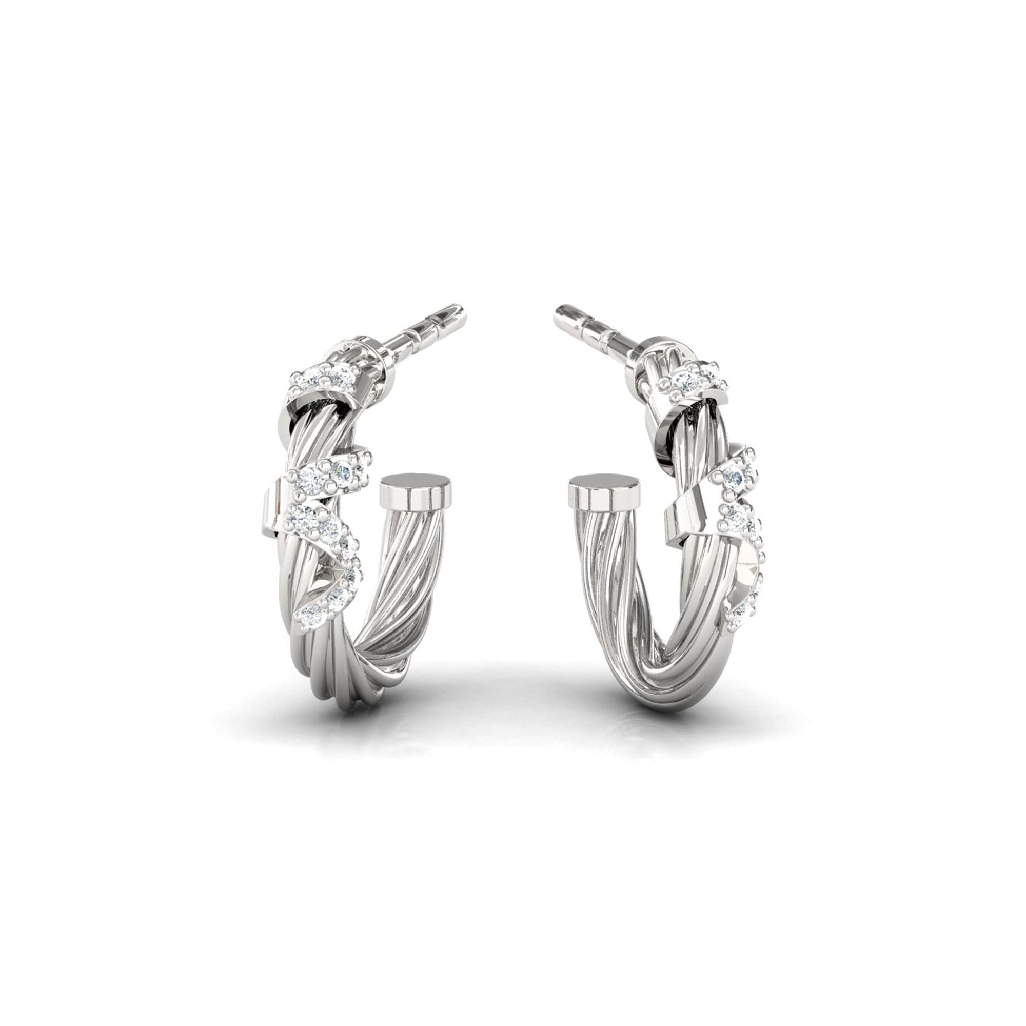 Vintage Inspired Twisted Wire Diamond Hoop Earrings - GeumJewels