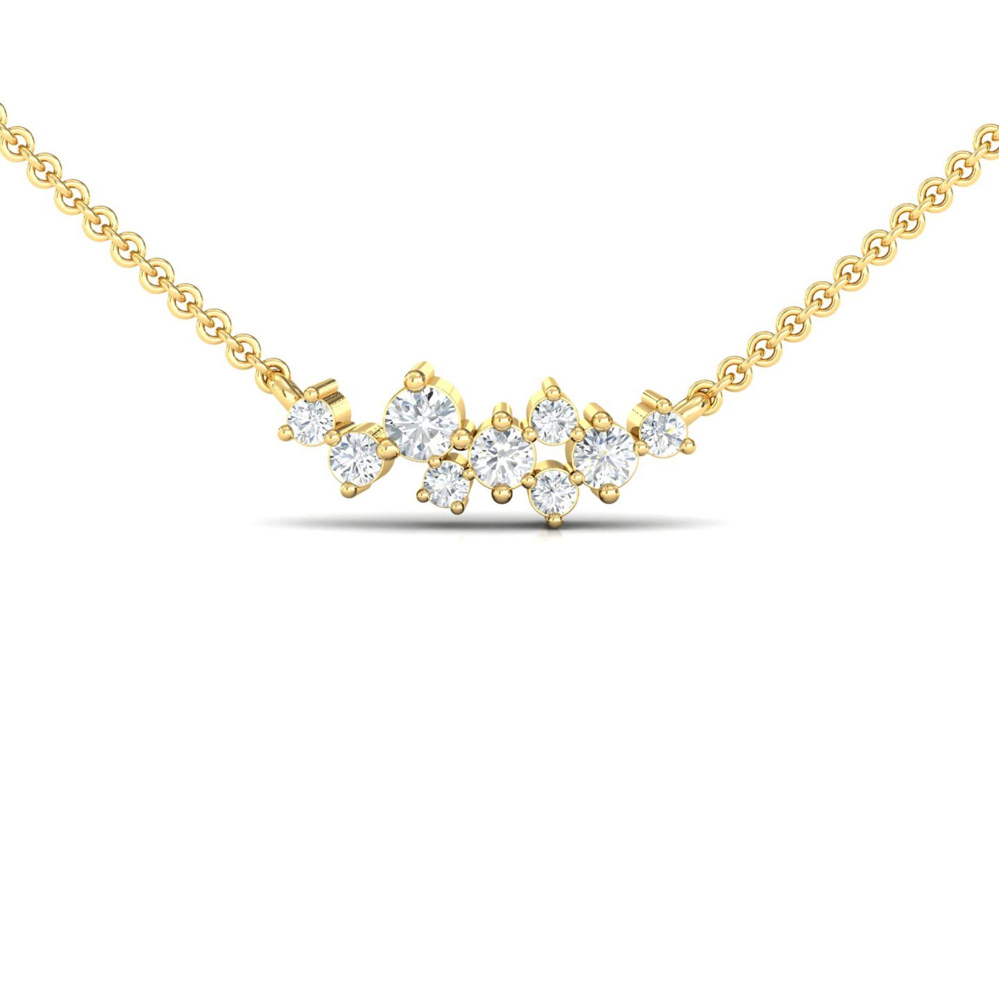 Real Rose Gold Dainty Pendant, Yellow White Gold Wedding Necklace, Natural White Diamond Gold Pendant - GeumJewels