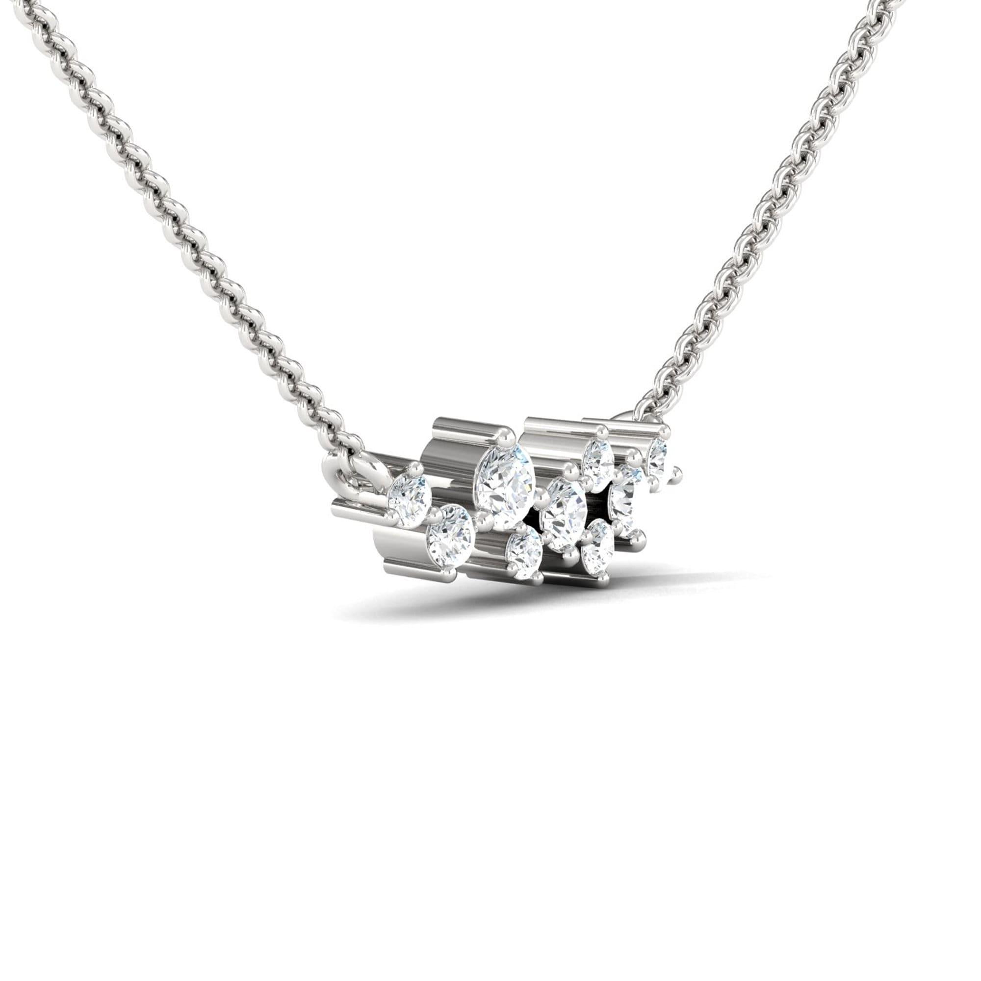 Real Rose Gold Dainty Pendant, Yellow White Gold Wedding Necklace, Natural White Diamond Gold Pendant - GeumJewels