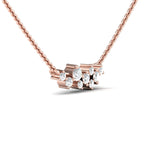 Real Rose Gold Dainty Pendant, Yellow White Gold Wedding Necklace, Natural White Diamond Gold Pendant - GeumJewels