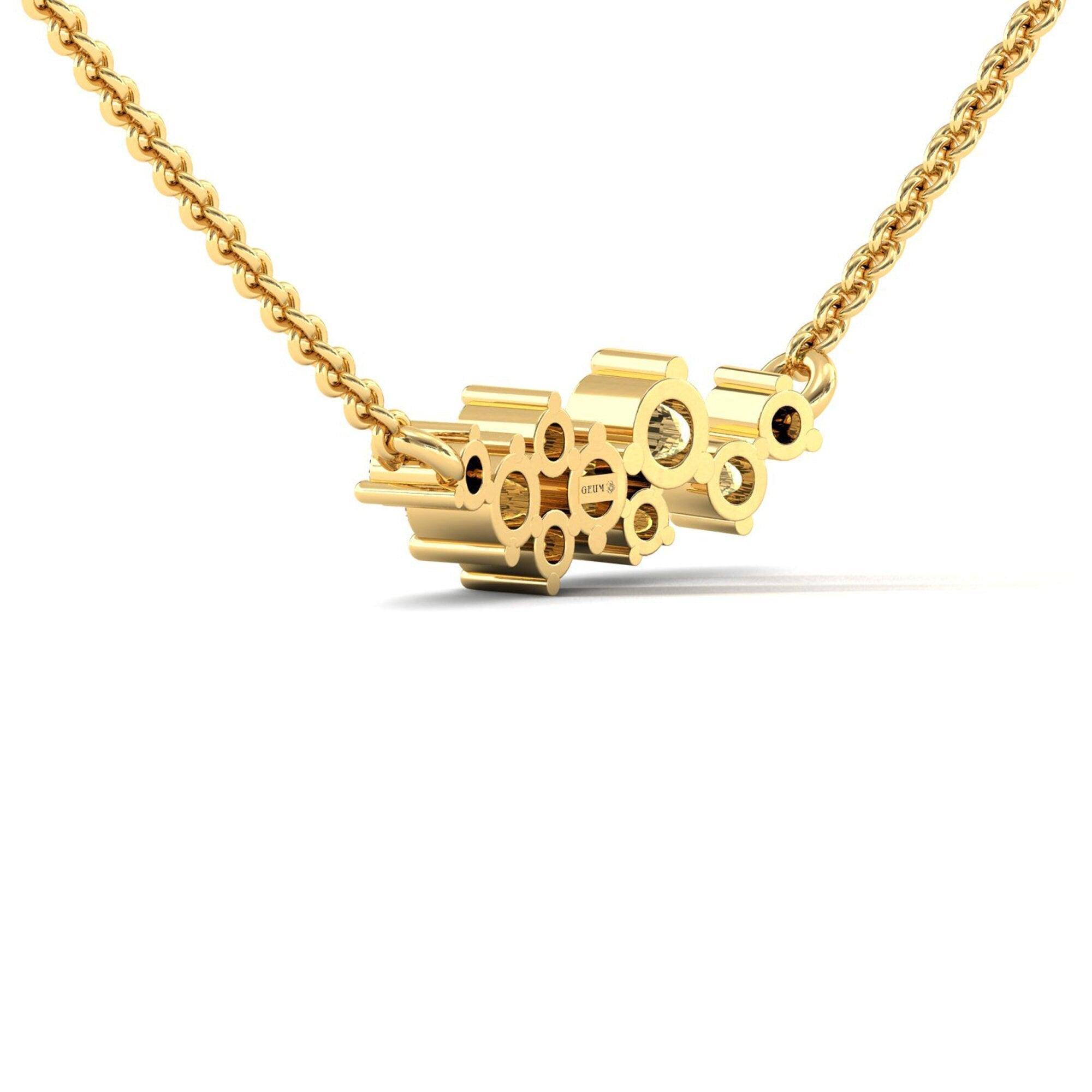 Real Rose Gold Dainty Pendant, Yellow White Gold Wedding Necklace, Natural White Diamond Gold Pendant - GeumJewels
