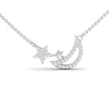 Handmade Yellow/White Gold Moon Star Pendant, Rose Gold Moon Star Necklace, Genuine Diamond Gold Pendant - GeumJewels