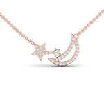 Handmade Yellow/White Gold Moon Star Pendant, Rose Gold Moon Star Necklace, Genuine Diamond Gold Pendant - GeumJewels