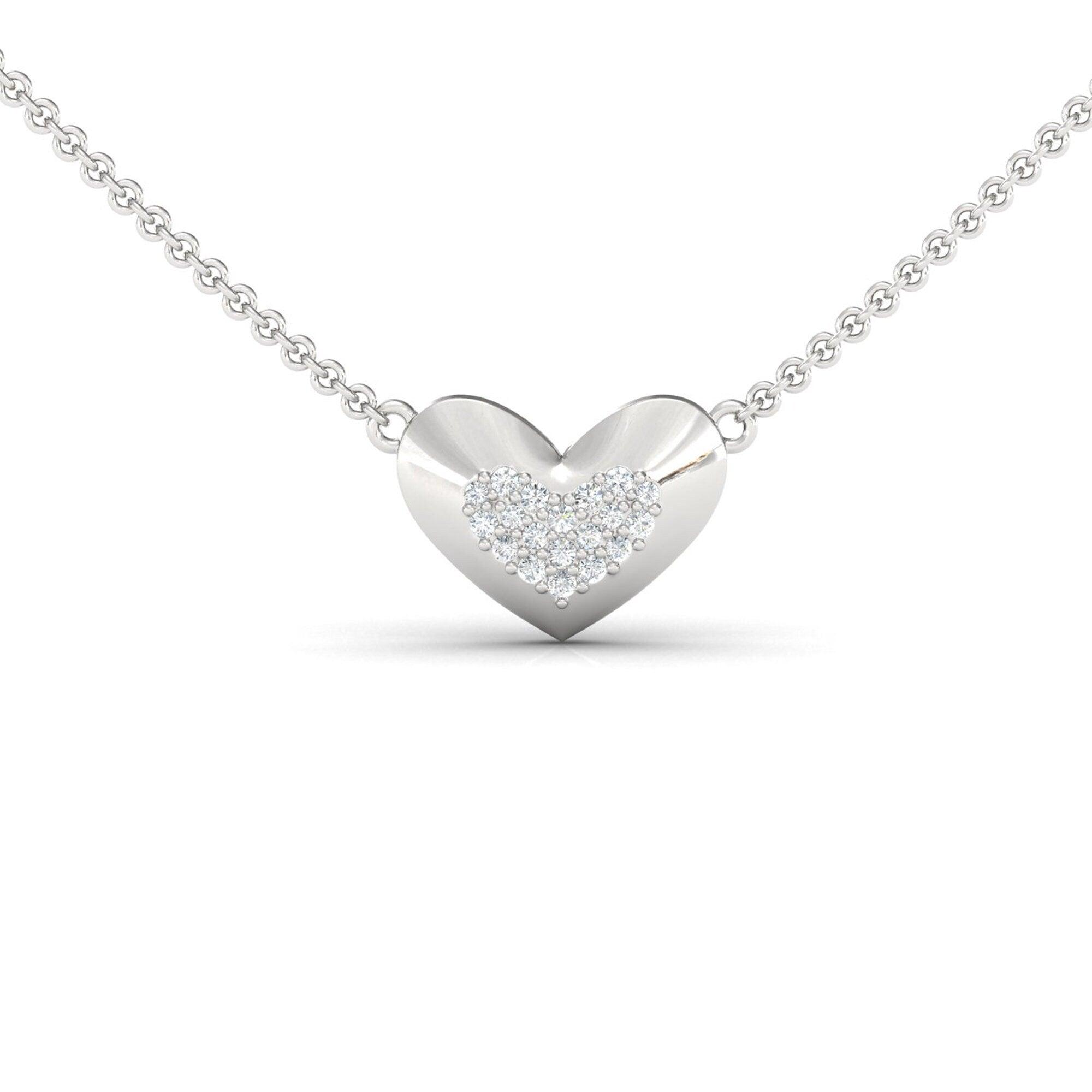 10kt 14kt 18Kt Gold Diamond Pendant, Elegant Gold Heart shape Pendant, Real Diamond Heart Shape Necklace - GeumJewels