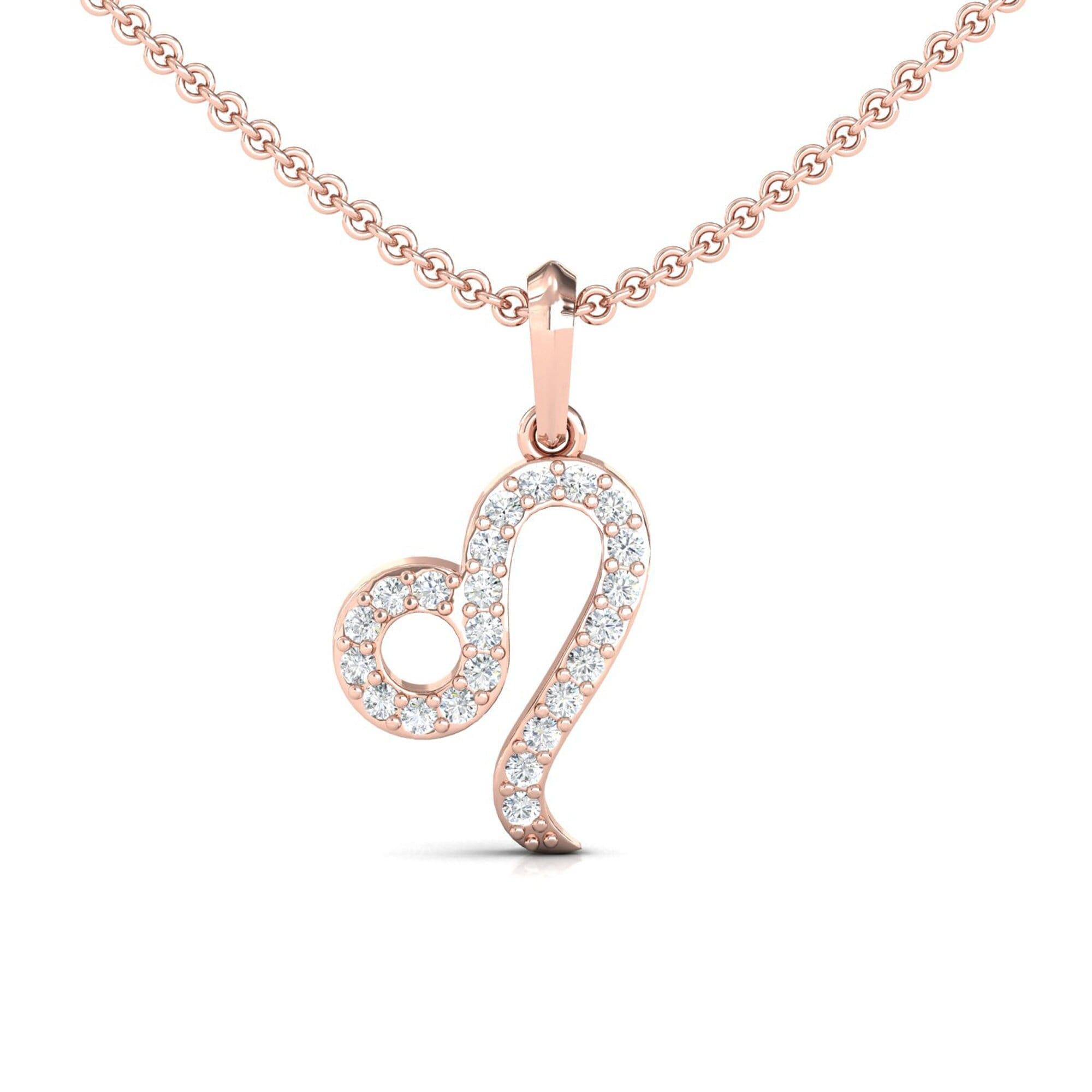 Leo Zodiac Gold Pendant, 18Kt Yellow Gold Leo Charm Pendant, Personalized Diamond Pendant - GeumJewels