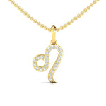 Leo Zodiac Gold Pendant, 18Kt Yellow Gold Leo Charm Pendant, Personalized Diamond Pendant - GeumJewels