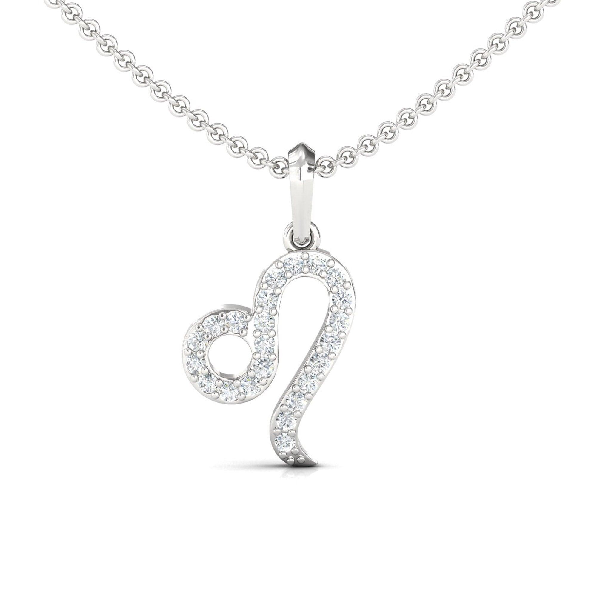Leo Zodiac Gold Pendant, 18Kt Yellow Gold Leo Charm Pendant, Personalized Diamond Pendant - GeumJewels