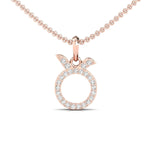 Sparkling Taurus Zodiac Pendant, 14Kt White Gold Taurus Charm Pendant, Natural Diamond Designer Pendant - GeumJewels