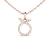 Sparkling Taurus Zodiac Pendant, 14Kt White Gold Taurus Charm Pendant, Natural Diamond Designer Pendant - GeumJewels