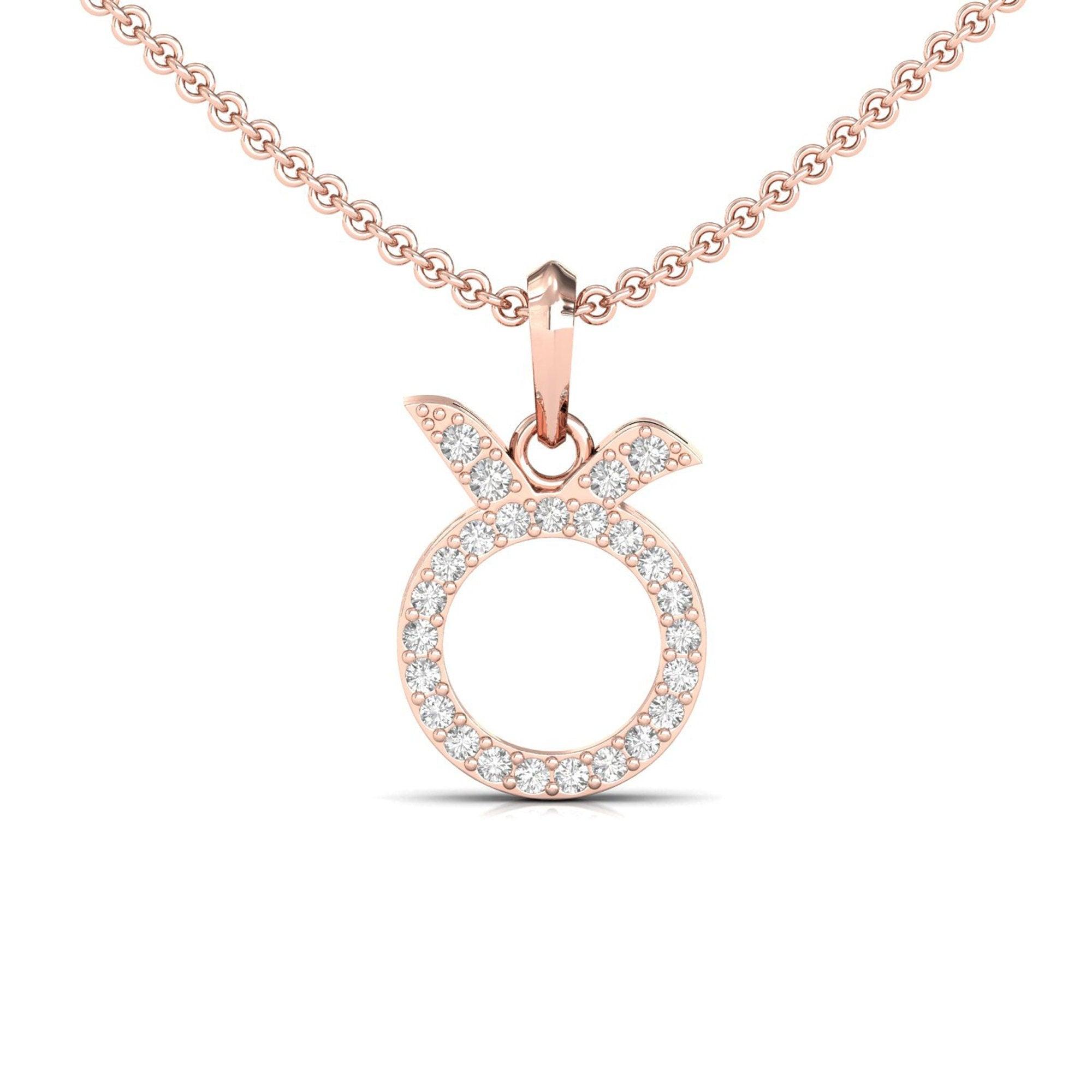 Sparkling Taurus Zodiac Pendant, 14Kt White Gold Taurus Charm Pendant, Natural Diamond Designer Pendant - GeumJewels