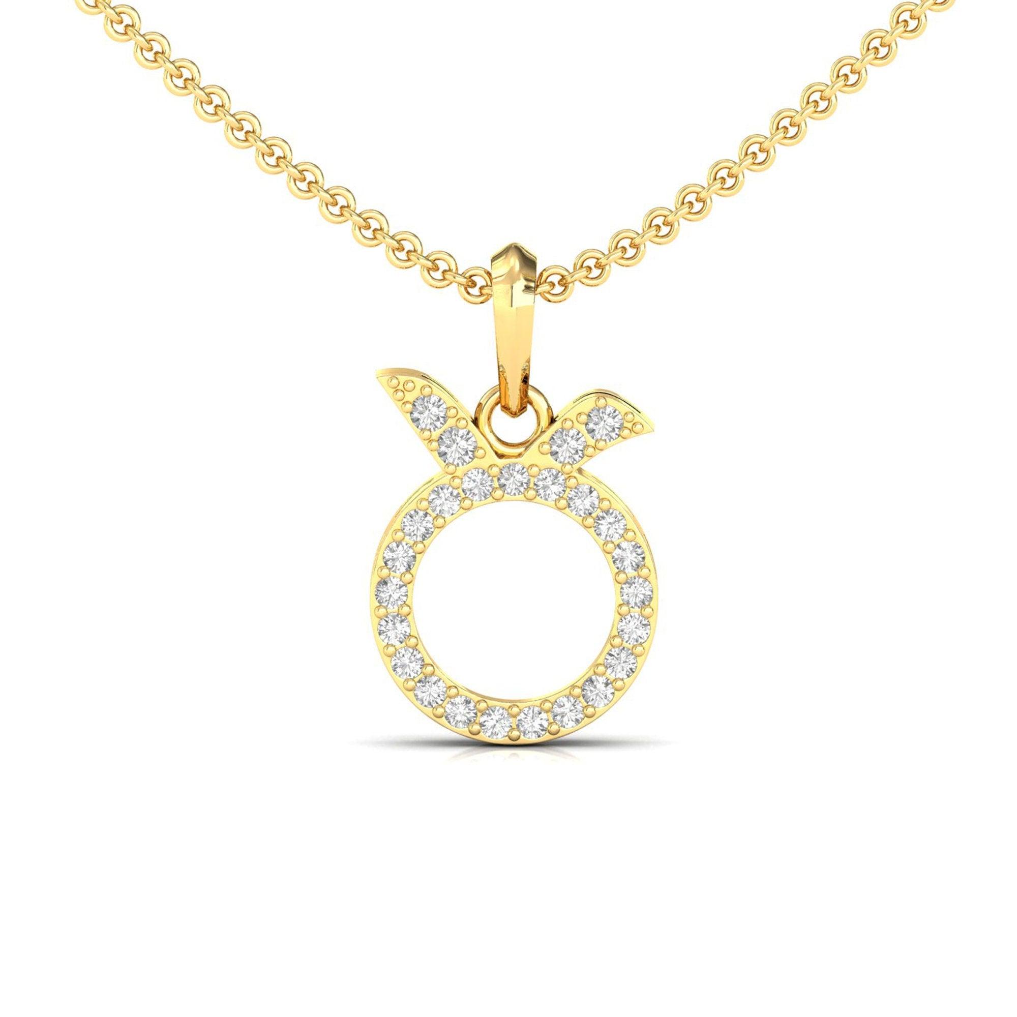 Sparkling Taurus Zodiac Pendant, 14Kt White Gold Taurus Charm Pendant, Natural Diamond Designer Pendant - GeumJewels