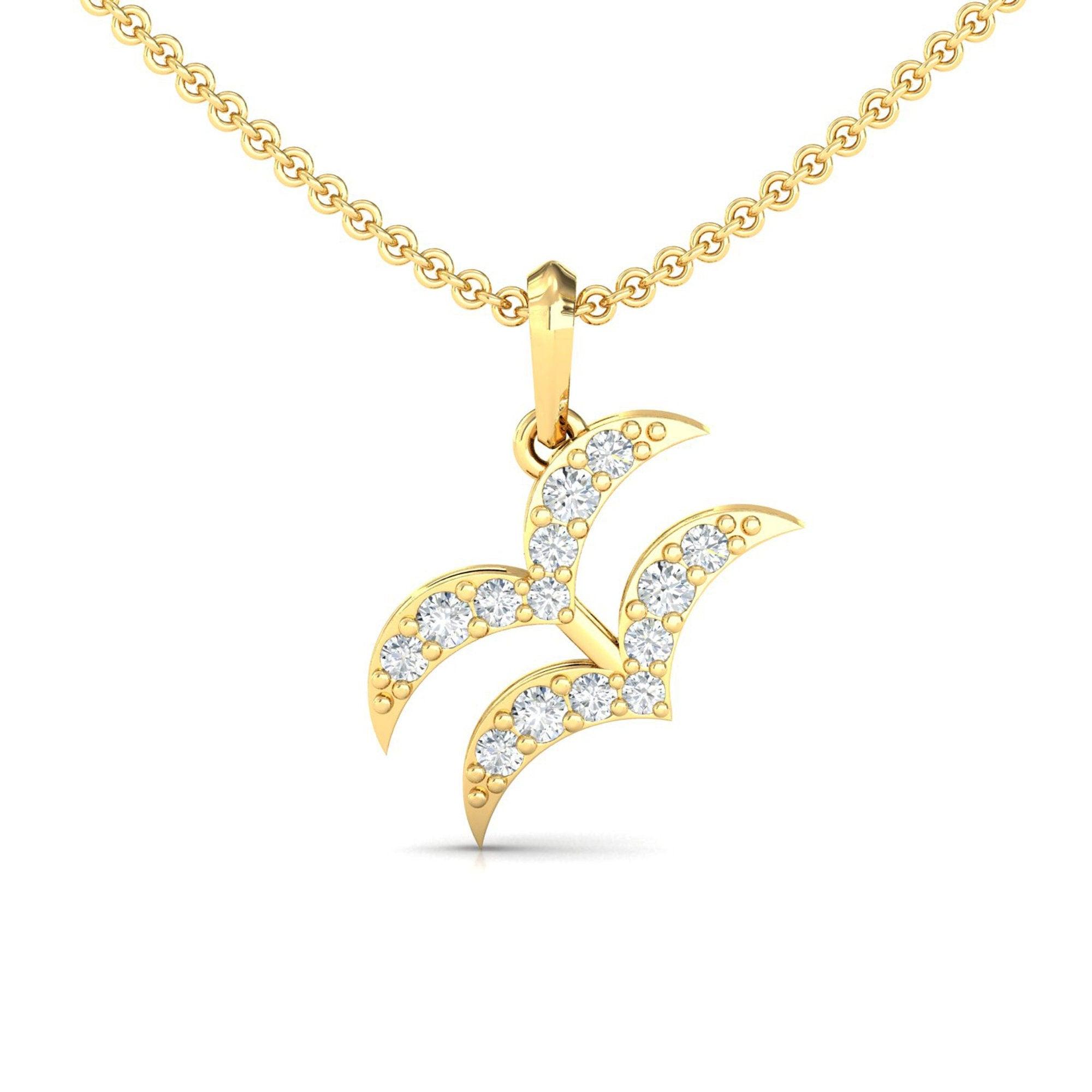 Handmade Aquarius Zodiac Pendant, 18Kt Solid Gold Pendant Necklace, Unique Diamond Pendant - GeumJewels