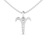 Elegant Aries Zodiac Pendant, 14kt White Gold Pendant, Personalized Natural Diamond Pendant - GeumJewels