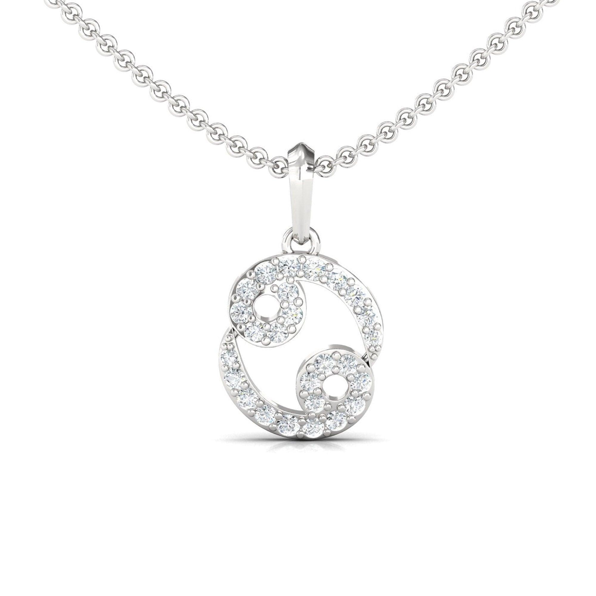 Elegant Cancer Zodiac Pendant, 18Kt Solid Yellow Gold Pendant Necklace, Unique Diamond Pendant - GeumJewels