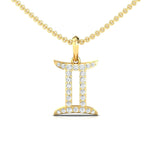 Gemini Zodiac Pendant, 18Kt Yellow Gold Gemini Charm Pendant, Personalized Diamond Pendant - GeumJewels