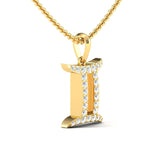 Gemini Zodiac Pendant, 18Kt Yellow Gold Gemini Charm Pendant, Personalized Diamond Pendant - GeumJewels