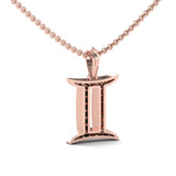 Gemini Zodiac Pendant, 18Kt Yellow Gold Gemini Charm Pendant, Personalized Diamond Pendant - GeumJewels