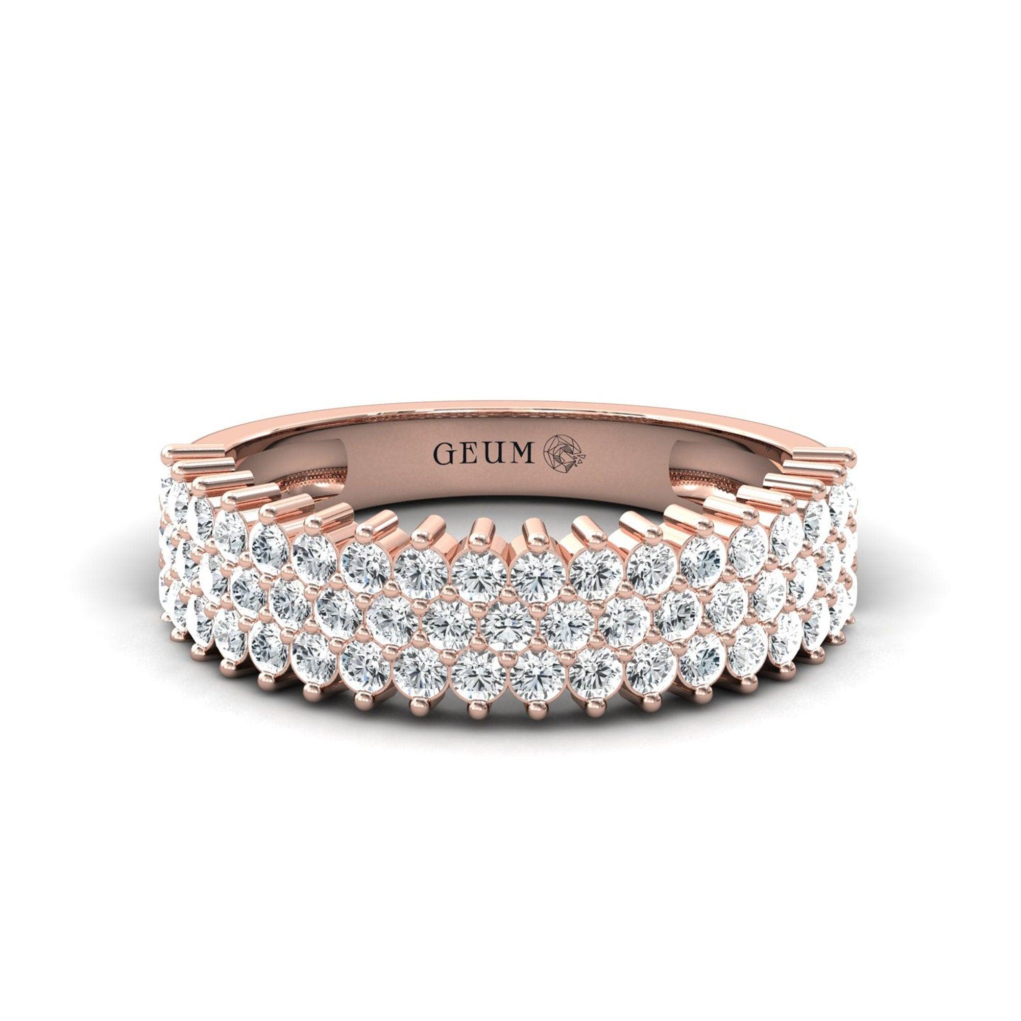 Elegant Solid Gold Ring, Rose Gold Bridesmaid Ring, Real White Diamond Ring - GeumJewels